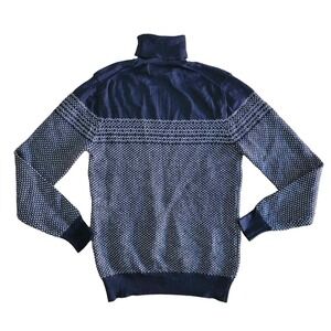 8 by‎ YOOX Mens Navy Blue Merino Wool Preppy Nordic Turtleneck Sweater Sz L